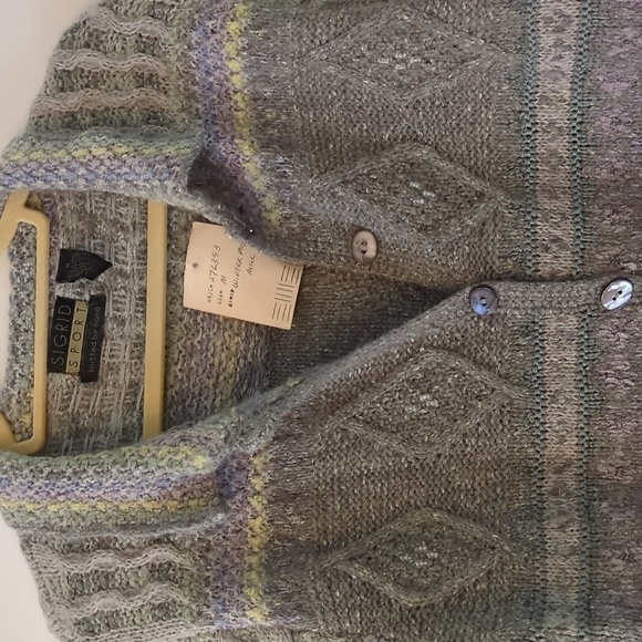 Sigrid Olsen Hand Knitted Silk Mix Button Down Granny'sCore Embellished Cardigan - Picture 2 of 10